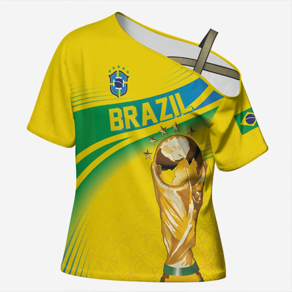 Brazil WC2026 Personalized Cross Shoulder Shirt Pentacampeón Canaries