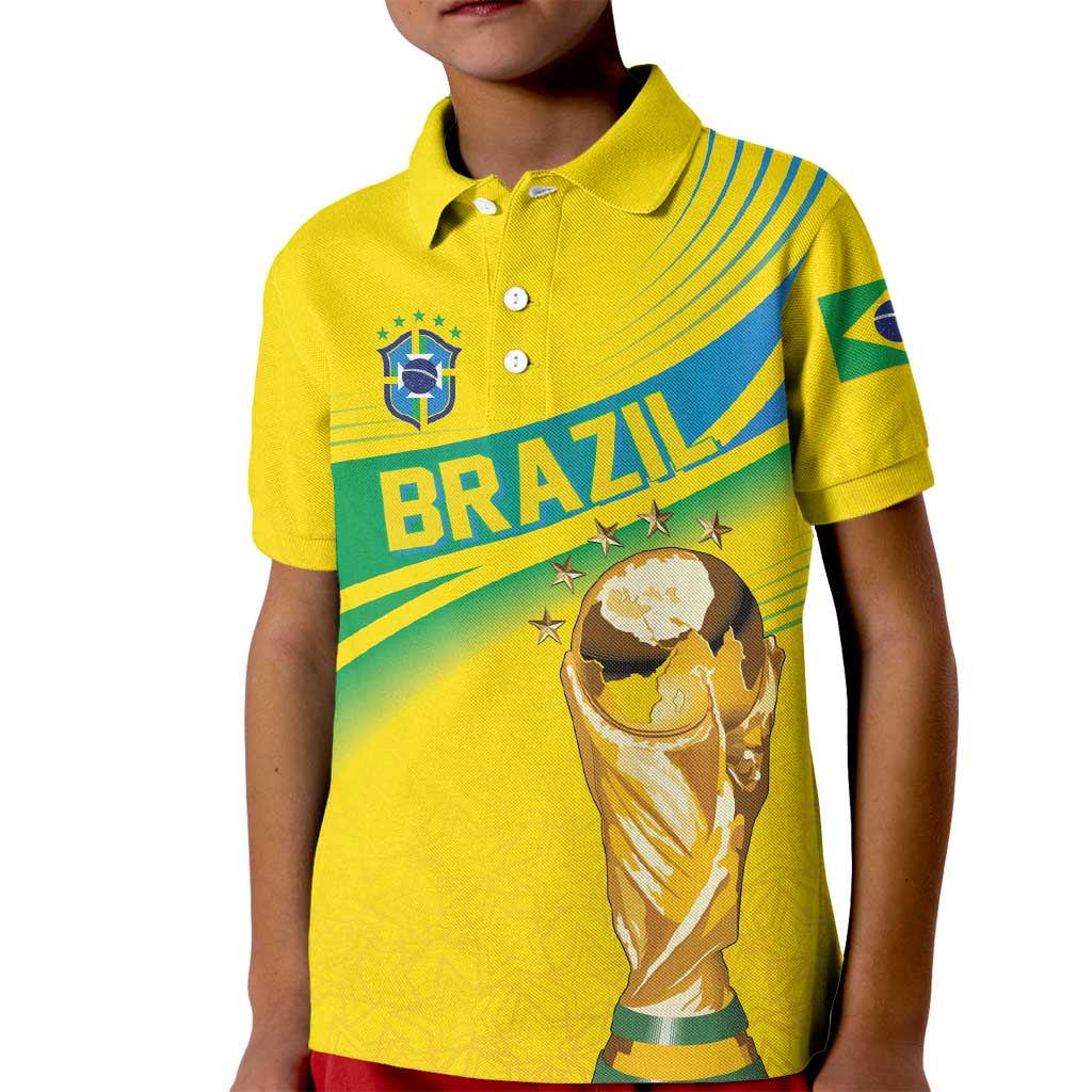 Brazil WC2026 Personalized Kid Polo Shirt Pentacampeón Canaries