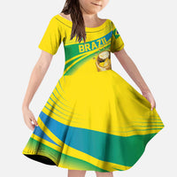 Brazil WC2026 Personalized Kid Short Sleeve Dress Pentacampeón Canaries