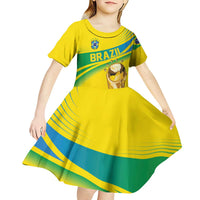 Brazil WC2026 Personalized Kid Short Sleeve Dress Pentacampeón Canaries