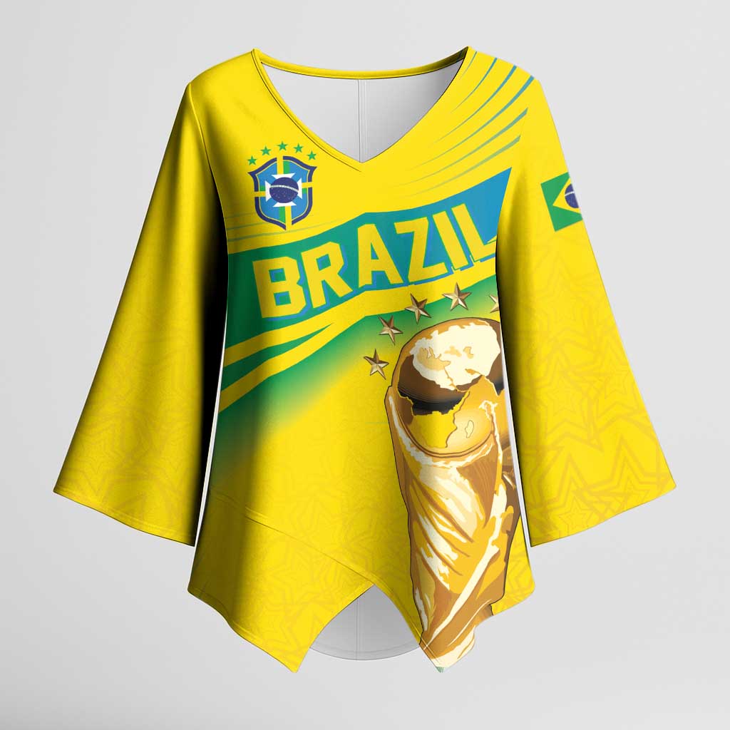 Brazil WC2026 Personalized Kimono Sleeve Blouse Pentacampeón Canaries