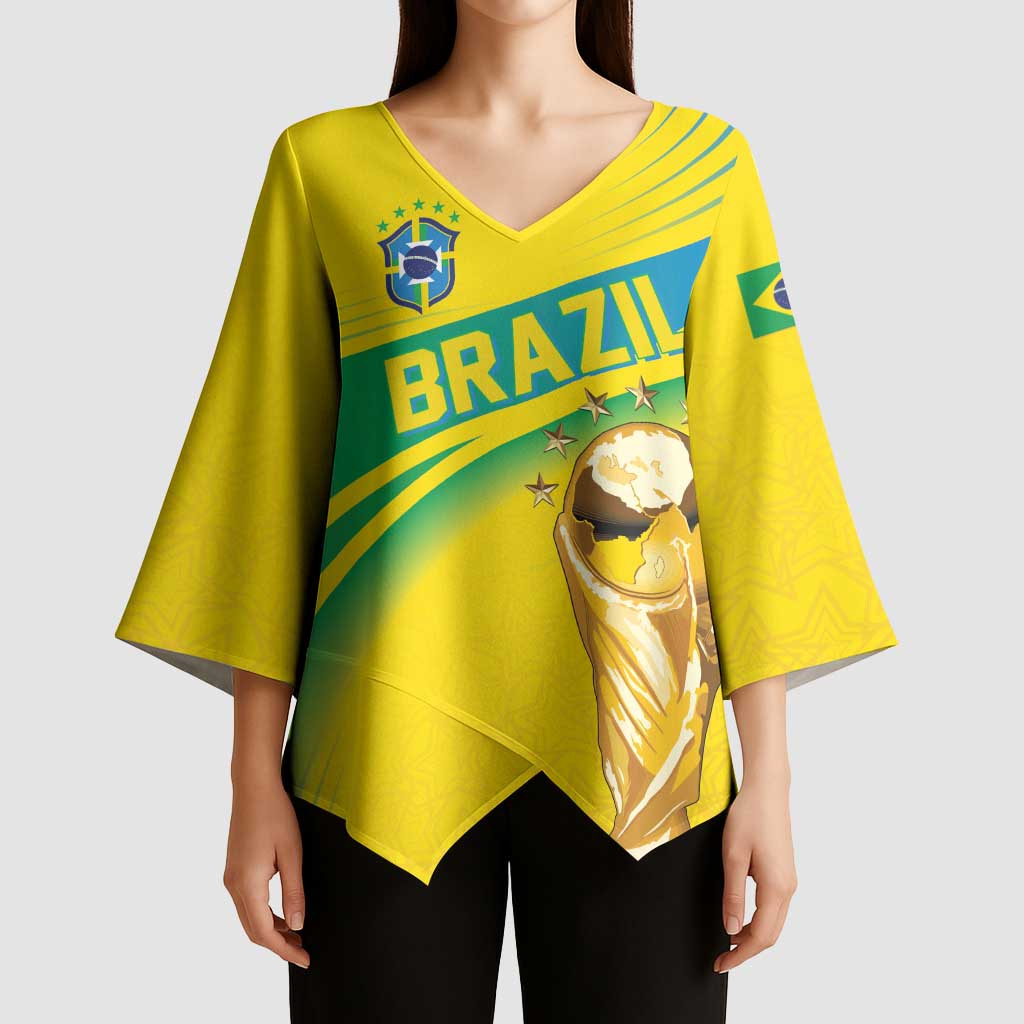 Brazil WC2026 Personalized Kimono Sleeve Blouse Pentacampeón Canaries