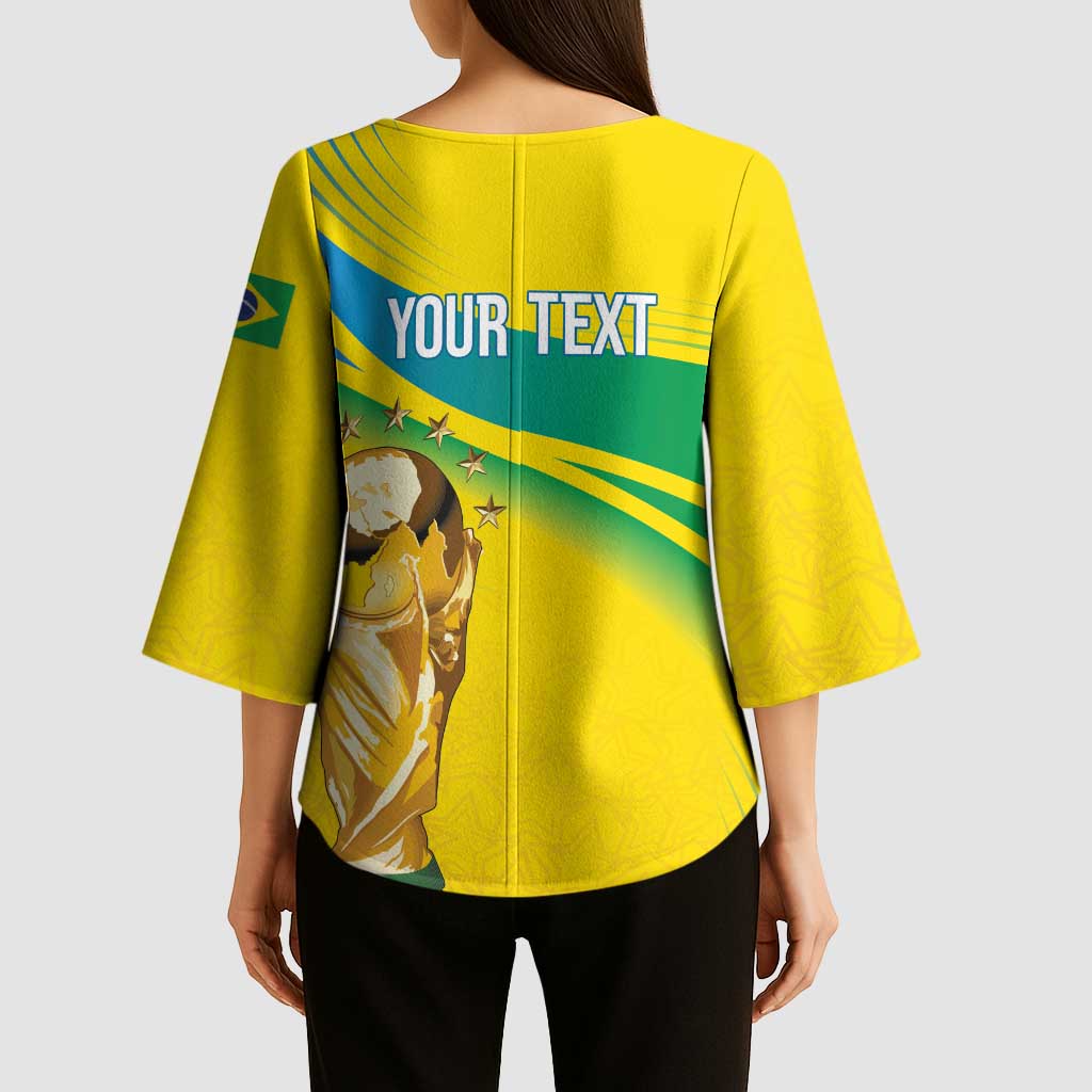 Brazil WC2026 Personalized Kimono Sleeve Blouse Pentacampeón Canaries