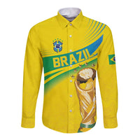 Brazil WC2026 Personalized Long Sleeve Button Shirt Pentacampeón Canaries