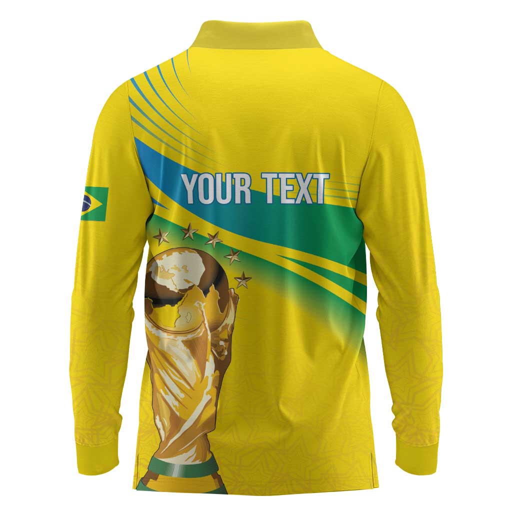 Brazil WC2026 Personalized Long Sleeve Polo Shirt Pentacampeón Canaries