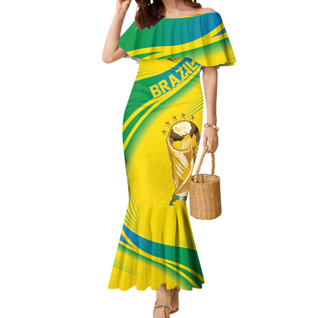 Brazil WC2026 Personalized Mermaid Dress Pentacampeón Canaries