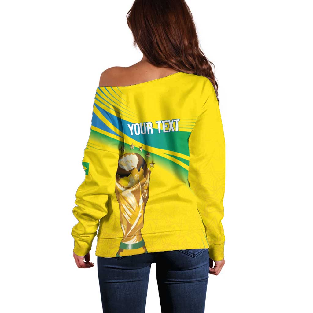 Brazil WC2026 Personalized Off Shoulder Sweater Pentacampeón Canaries
