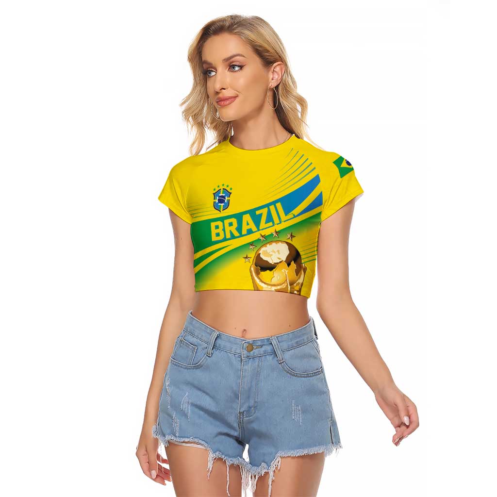 Brazil WC2026 Personalized Raglan Cropped T Shirt Pentacampeón Canaries