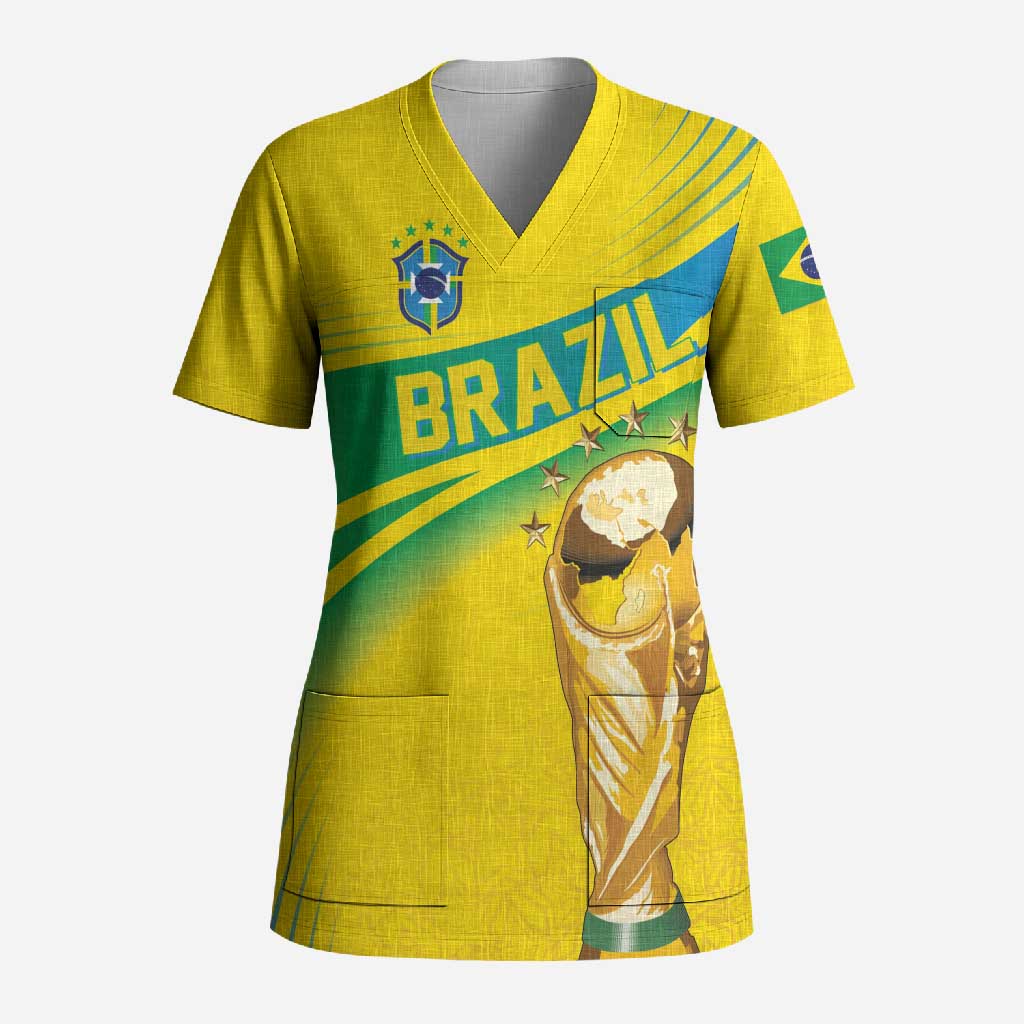 Brazil WC2026 Personalized Scrub Top Pentacampeón Canaries