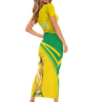Brazil WC2026 Personalized Short Sleeve Bodycon Dress Pentacampeón Canaries