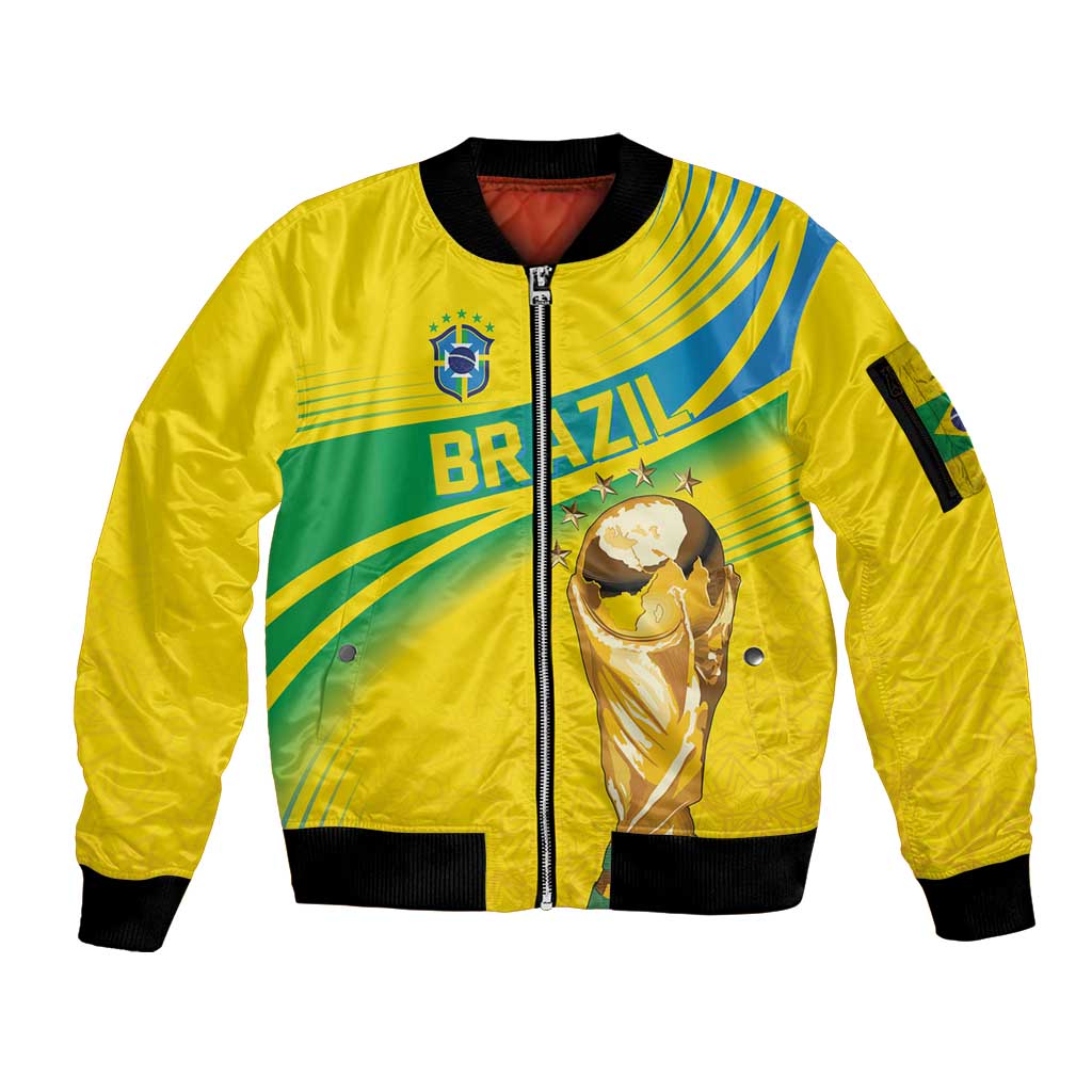 Brazil WC2026 Personalized Sleeve Zip Bomber Jacket Pentacampeón Canaries