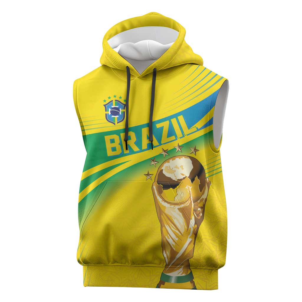 Brazil WC2026 Personalized Sleeveless Hoodie Pentacampeón Canaries