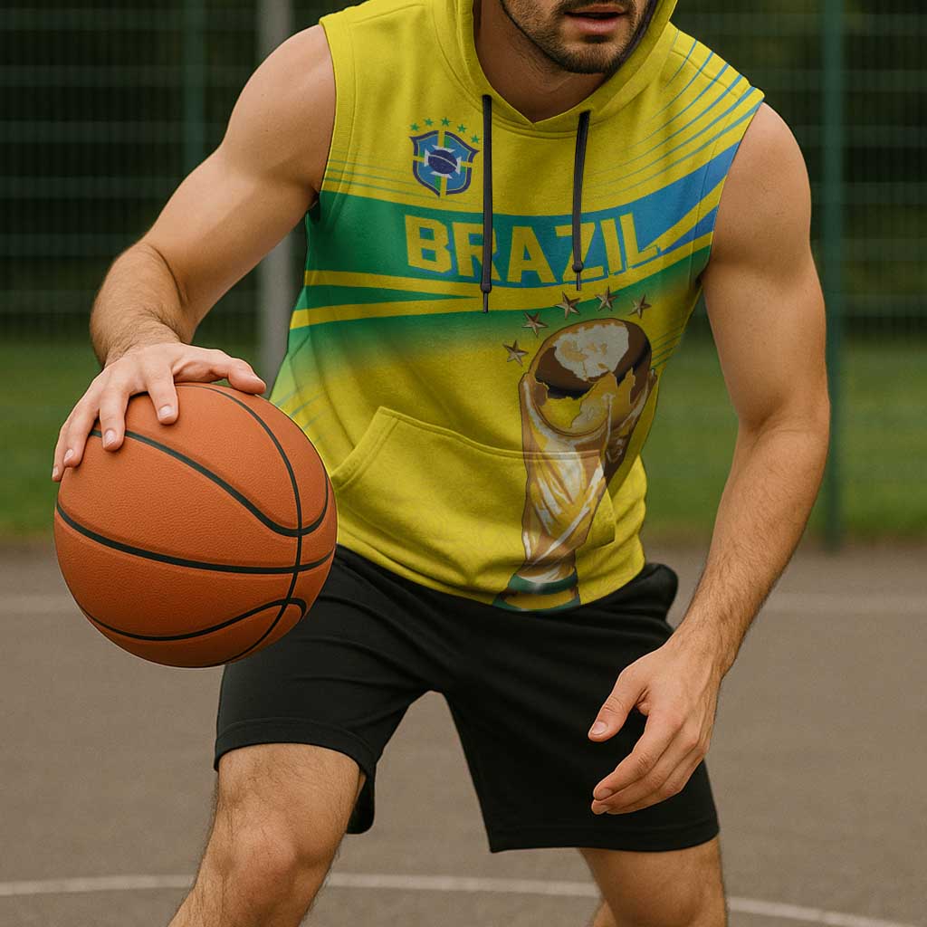 Brazil WC2026 Personalized Sleeveless Hoodie Pentacampeón Canaries