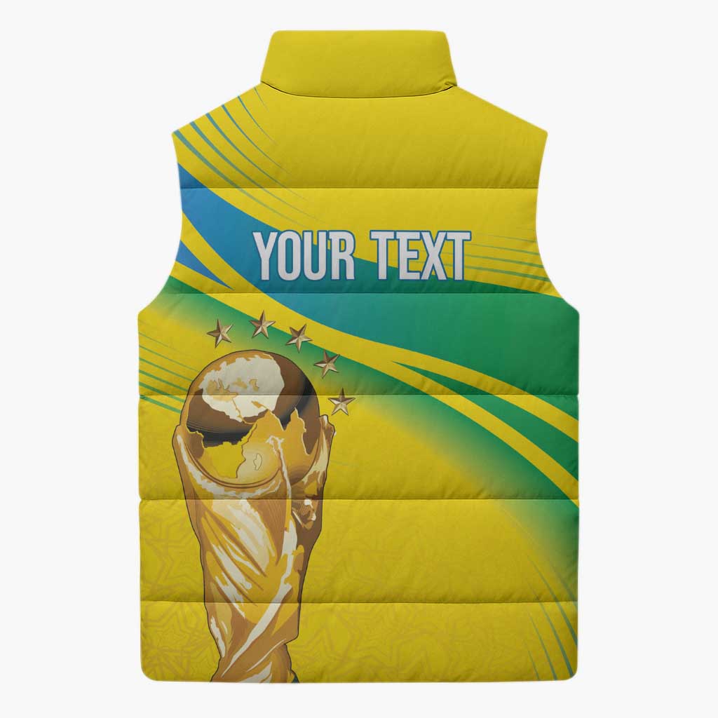 Brazil WC2026 Personalized Sleeveless Puffer Jacket Pentacampeón Canaries