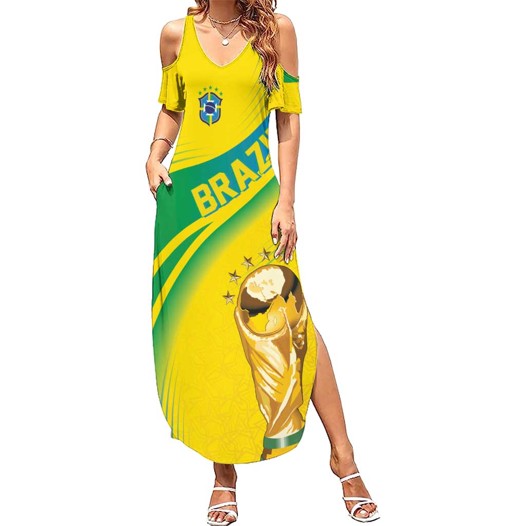 Brazil WC2026 Personalized Summer Maxi Dress Pentacampeón Canaries