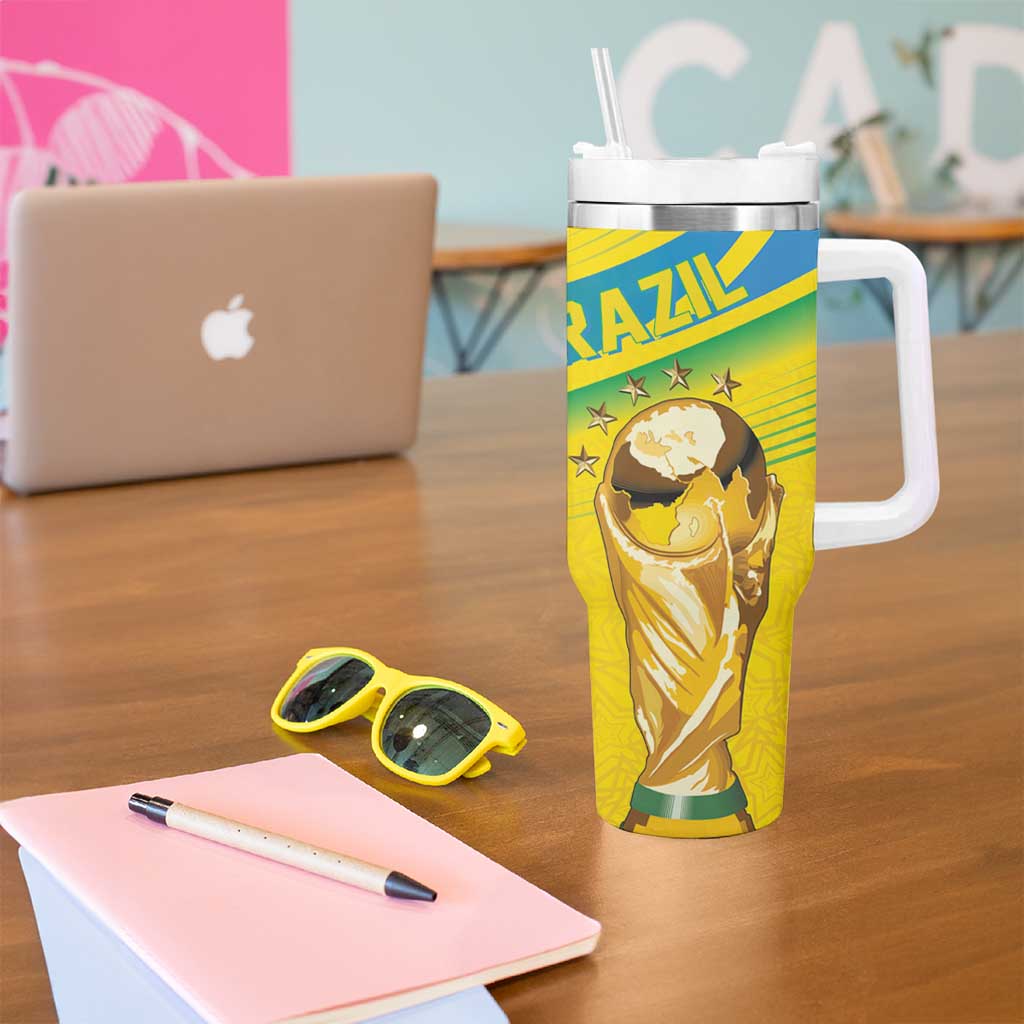 Brazil WC2026 Personalized Tumbler With Handle Pentacampeón Canaries