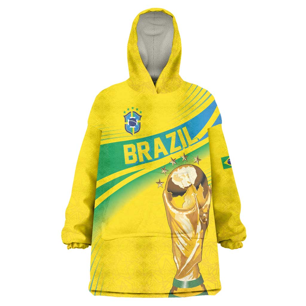 Brazil WC2026 Personalized Wearable Blanket Hoodie Pentacampeón Canaries