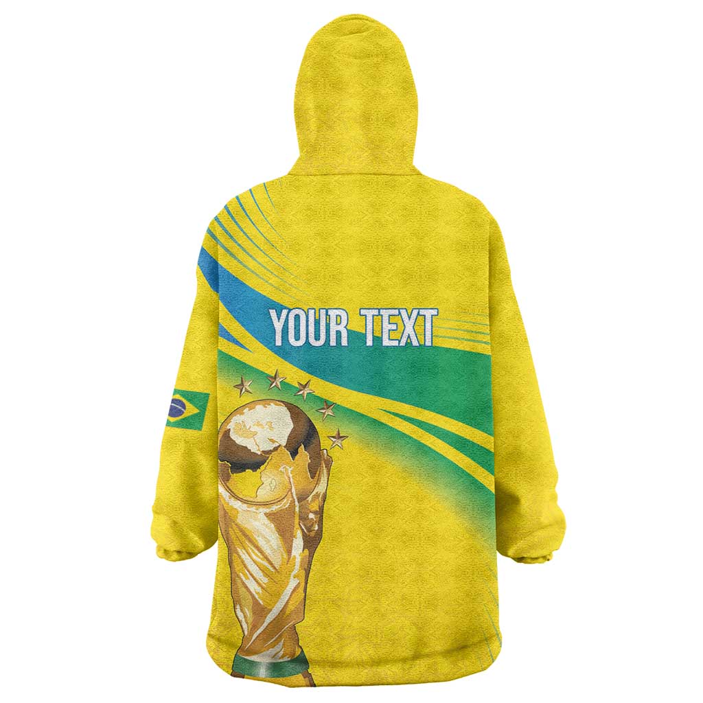 Brazil WC2026 Personalized Wearable Blanket Hoodie Pentacampeón Canaries