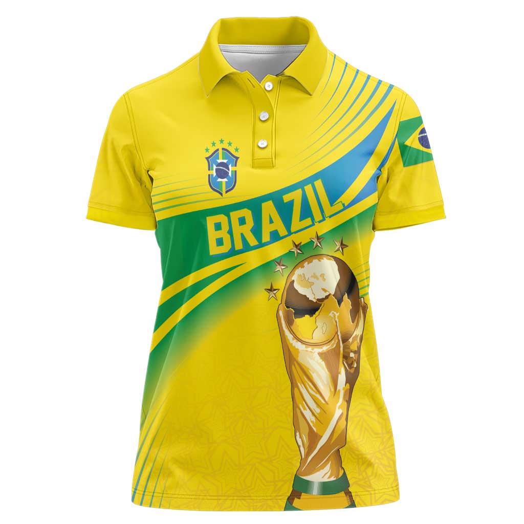 Brazil WC2026 Personalized Women Polo Shirt Pentacampeón Canaries