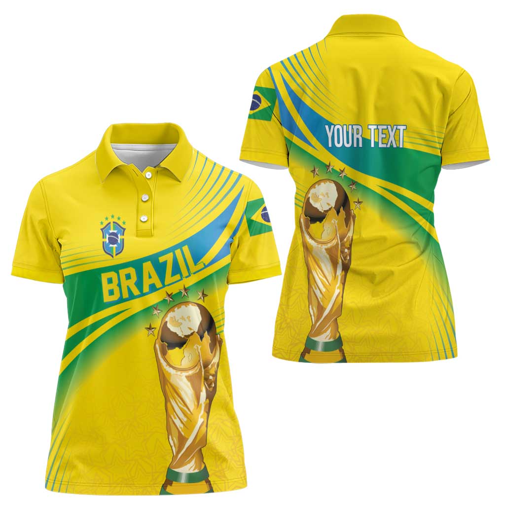 Brazil WC2026 Personalized Women Polo Shirt Pentacampeón Canaries