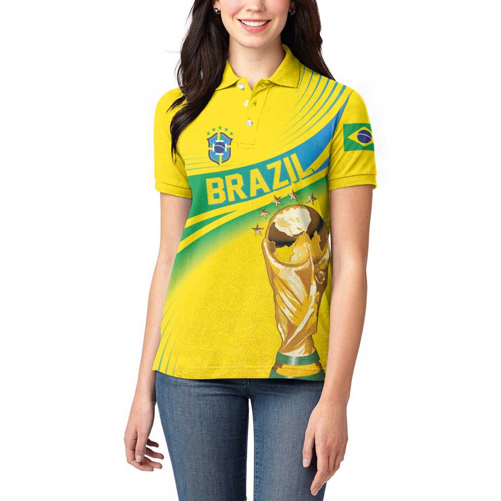 Brazil WC2026 Personalized Women Polo Shirt Pentacampeón Canaries