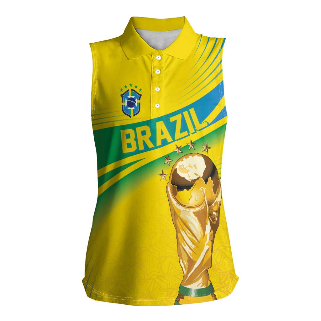 Brazil WC2026 Personalized Women Sleeveless Polo Shirt Pentacampeón Canaries