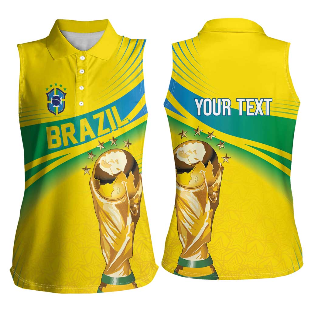 Brazil WC2026 Personalized Women Sleeveless Polo Shirt Pentacampeón Canaries
