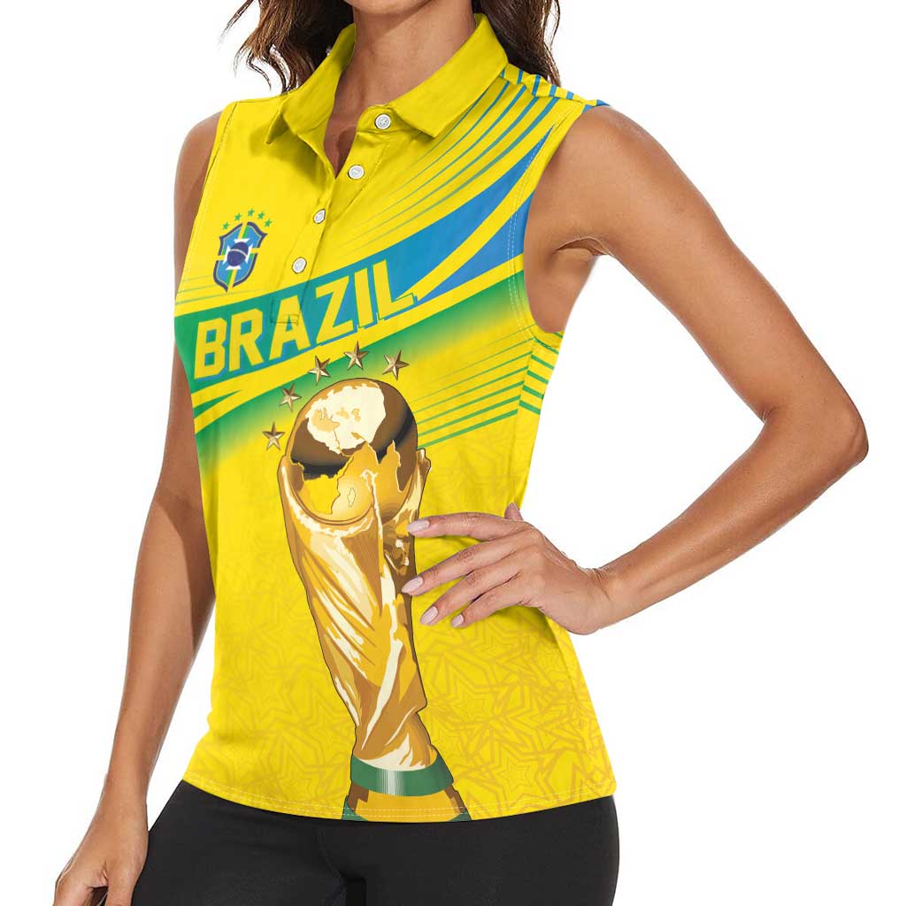Brazil WC2026 Personalized Women Sleeveless Polo Shirt Pentacampeón Canaries