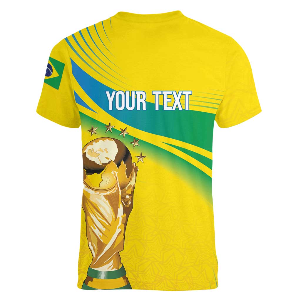 Brazil WC2026 Personalized Women V-Neck T-Shirt Pentacampeón Canaries