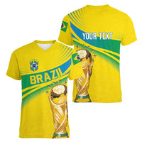 Brazil WC2026 Personalized Women V-Neck T-Shirt Pentacampeón Canaries
