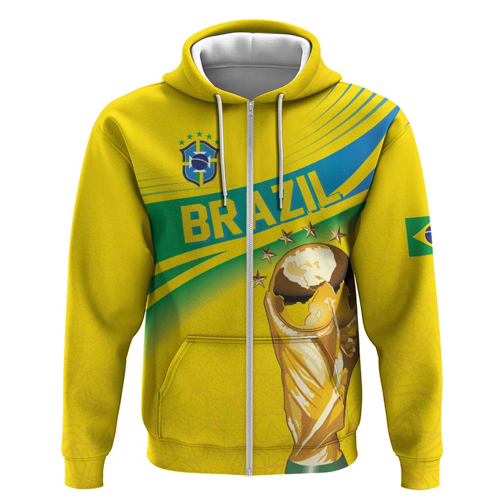 Brazil WC2026 Personalized Zip Hoodie Pentacampeón Canaries