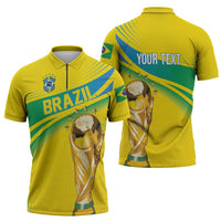 Brazil WC2026 Personalized Zipper Polo Shirt Pentacampeón Canaries