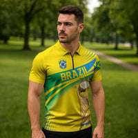 Brazil WC2026 Personalized Zipper Polo Shirt Pentacampeón Canaries