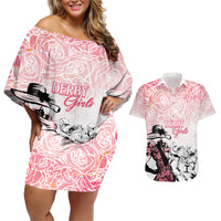 Kentucky Horse Racing Couples Matching Off Shoulder Short Dress and Hawaiian Shirt Derby Girls Pink Out LT7 - Wonder Print Shop