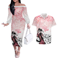 Kentucky Horse Racing Couples Matching Off The Shoulder Long Sleeve Dress and Hawaiian Shirt Derby Girls Pink Out LT7 - Wonder Print Shop