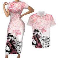 Kentucky Horse Racing Couples Matching Short Sleeve Bodycon Dress and Hawaiian Shirt Derby Girls Pink Out LT7 - Wonder Print Shop