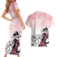 Kentucky Horse Racing Couples Matching Short Sleeve Bodycon Dress and Hawaiian Shirt Derby Girls Pink Out LT7 - Wonder Print Shop
