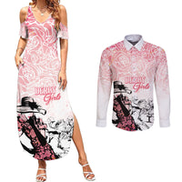 Kentucky Horse Racing Couples Matching Summer Maxi Dress and Long Sleeve Button Shirt Derby Girls Pink Out LT7 - Wonder Print Shop