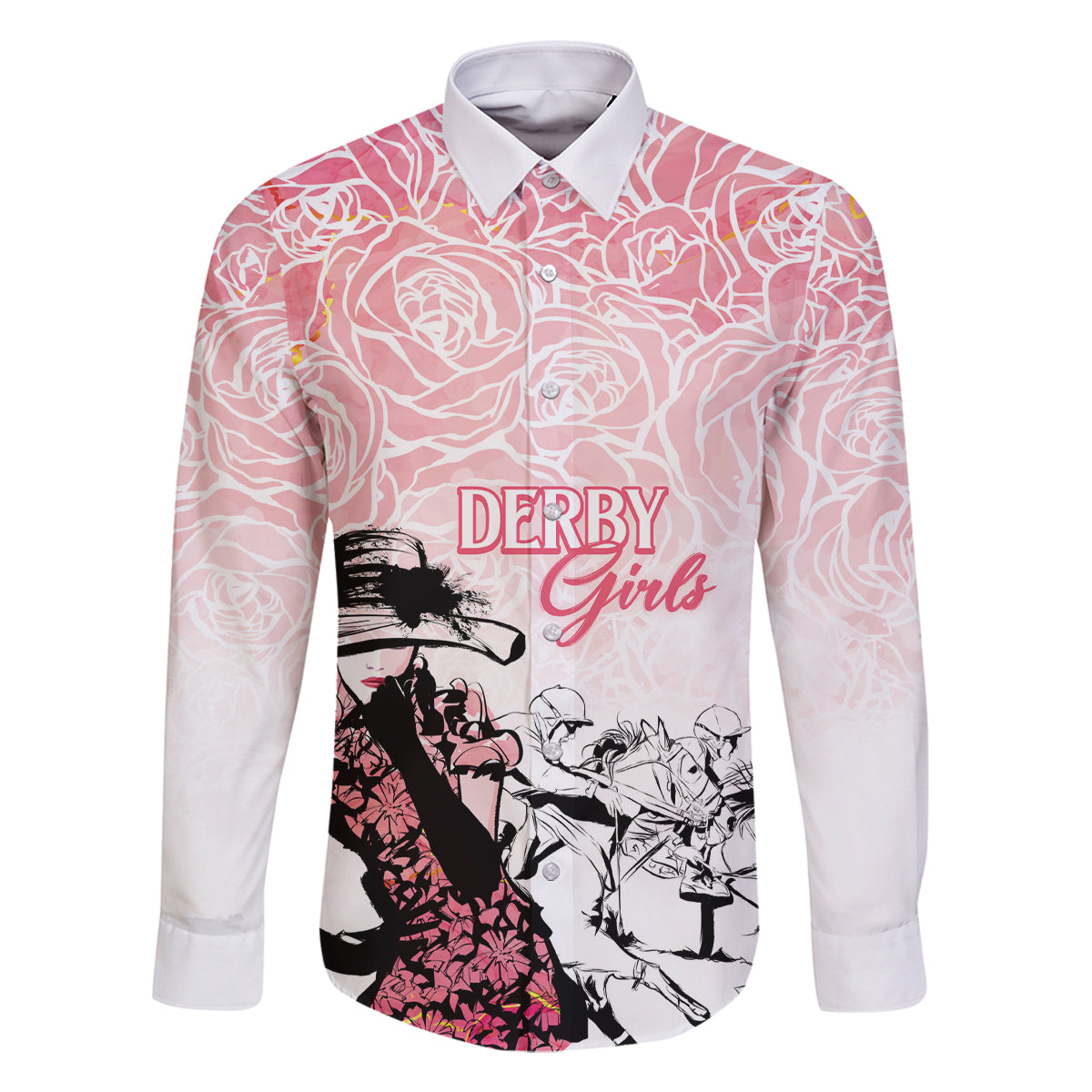 Kentucky Horse Racing Family Matching Long Sleeve Bodycon Dress and Hawaiian Shirt Derby Girls Pink Out LT7 - Wonder Print Shop