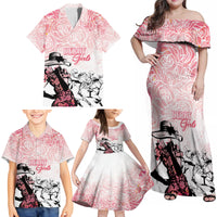 Kentucky Horse Racing Family Matching Off Shoulder Maxi Dress and Hawaiian Shirt Derby Girls Pink Out LT7 - Wonder Print Shop