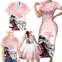 Kentucky Horse Racing Family Matching Short Sleeve Bodycon Dress and Hawaiian Shirt Derby Girls Pink Out - Wonder Print Shop