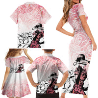 Kentucky Horse Racing Family Matching Short Sleeve Bodycon Dress and Hawaiian Shirt Derby Girls Pink Out - Wonder Print Shop