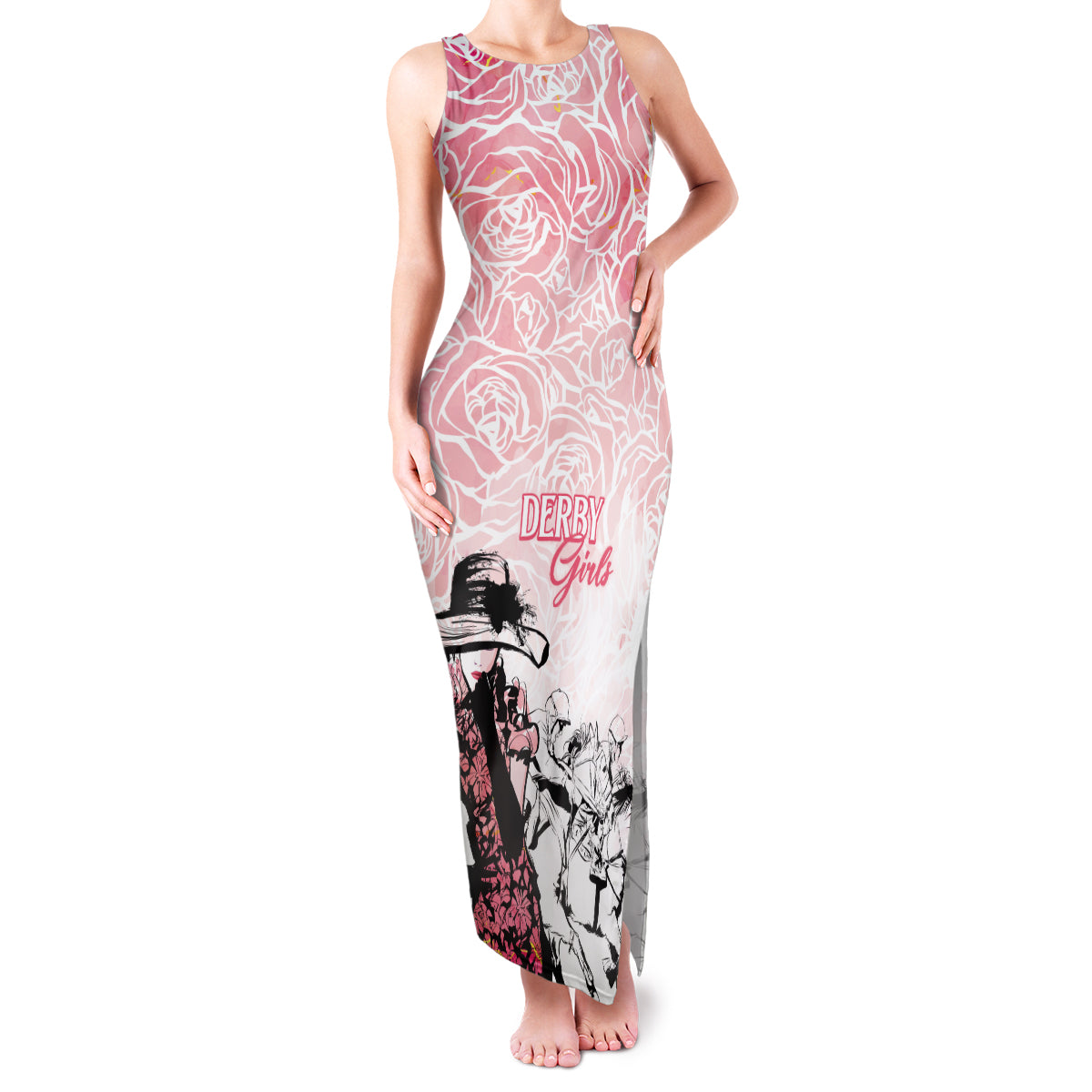 Kentucky Horse Racing Family Matching Tank Maxi Dress and Hawaiian Shirt Derby Girls Pink Out - Wonder Print Shop