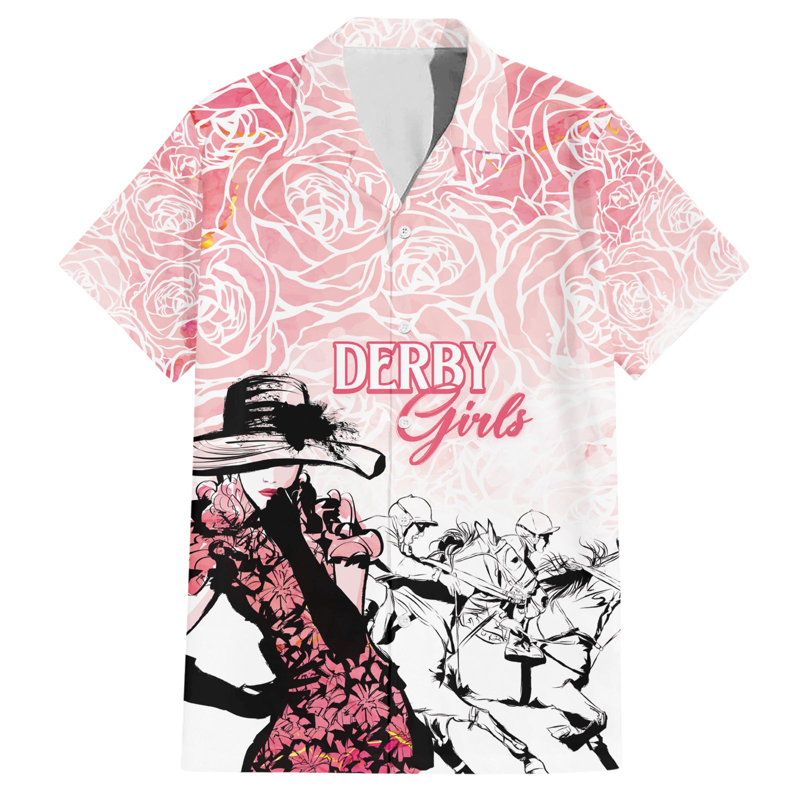 Kentucky Horse Racing Hawaiian Shirt Derby Girls Pink Out - Wonder Print Shop