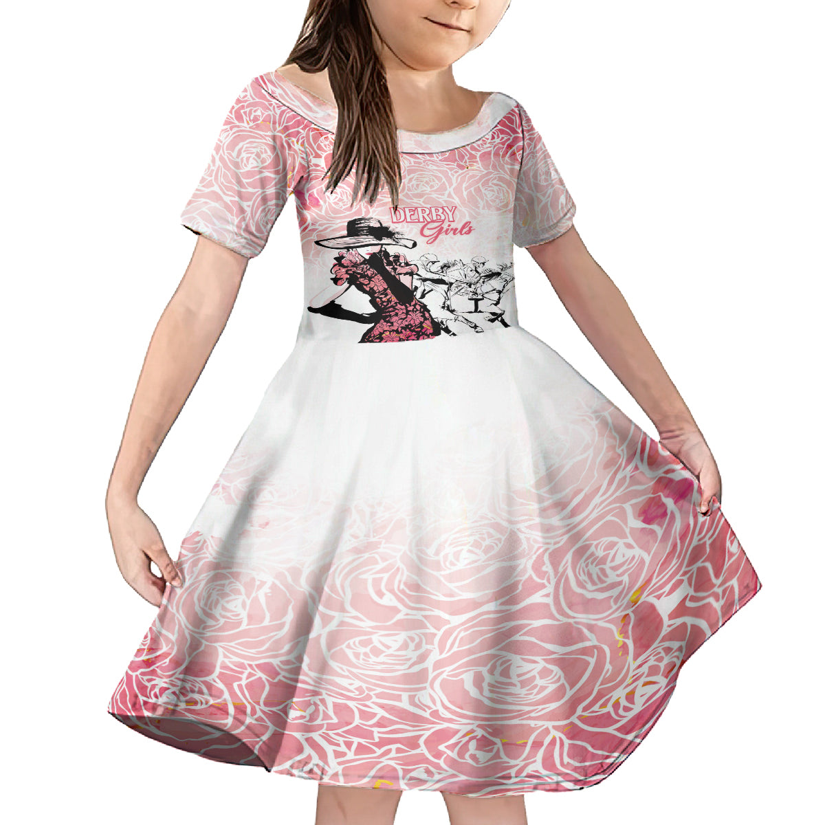 Kentucky Horse Racing Kid Short Sleeve Dress Derby Girls Pink Out - Wonder Print Shop