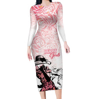 Kentucky Horse Racing Long Sleeve Bodycon Dress Derby Girls Pink Out - Wonder Print Shop