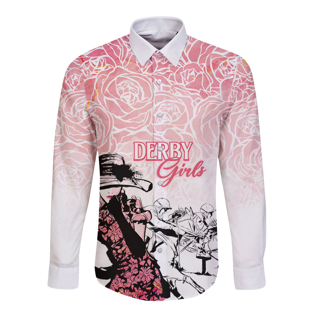 Kentucky Horse Racing Long Sleeve Button Shirt Derby Girls Pink Out - Wonder Print Shop