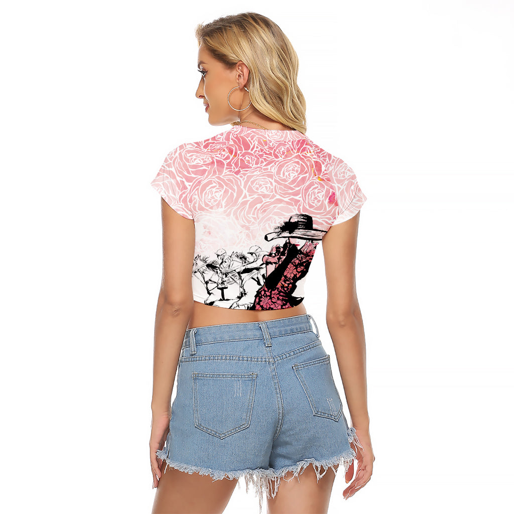 Kentucky Horse Racing Raglan Cropped T Shirt Derby Girls Pink Out - Wonder Print Shop