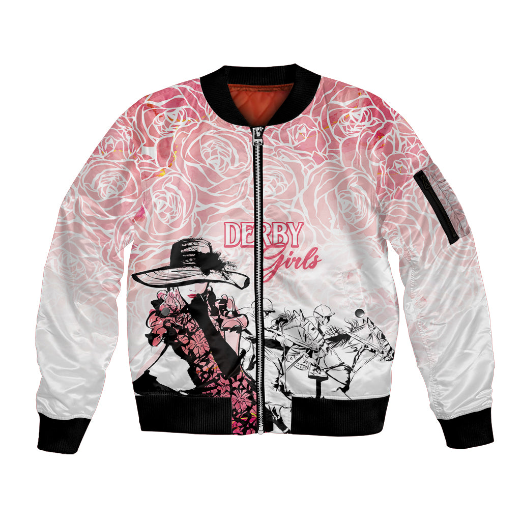 Kentucky Horse Racing Sleeve Zip Bomber Jacket Derby Girls Pink Out - Wonder Print Shop