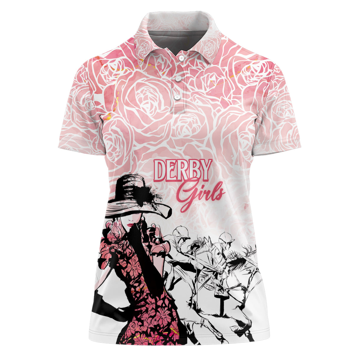Kentucky Horse Racing Women Polo Shirt Derby Girls Pink Out - Wonder Print Shop